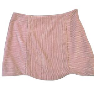 FAVLUX FASHION Skirt Womens MEDIUM Pink Corduroy Mini Scalloped